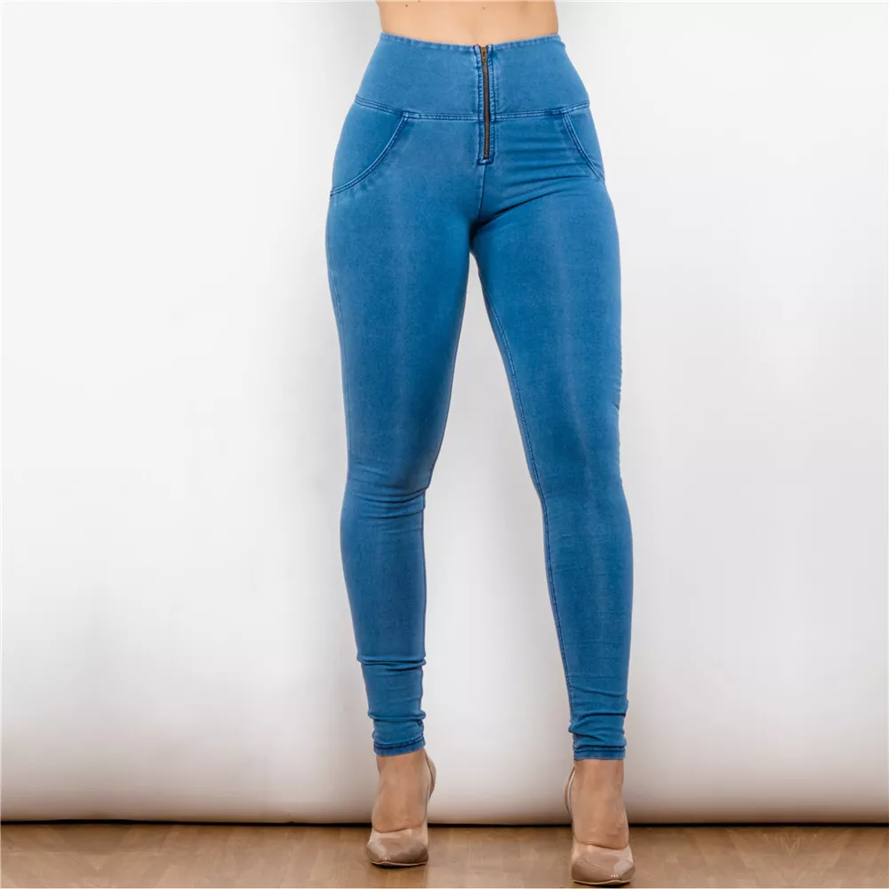 Shascullfites Butt Lift Jeans Light Blue Streetwear Denim Washed