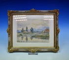 Painting Ernst Eitner 1867-1955 Watercolor Behind Glass
