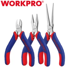 WORKPRO Mini Pliers Set 5” Long Nose Plier 6” Needle Nose Plier for Making Craft