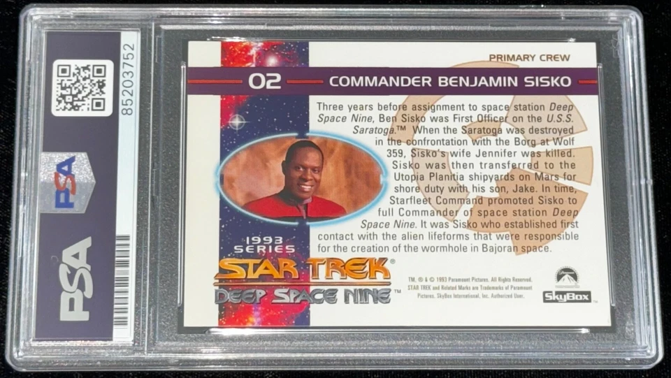 Tarjeta de novato firmada automáticamente Avery Brooks "Sisko" 1993 Skybox Star Trek DS9 PSA RC Foto 3 de 3