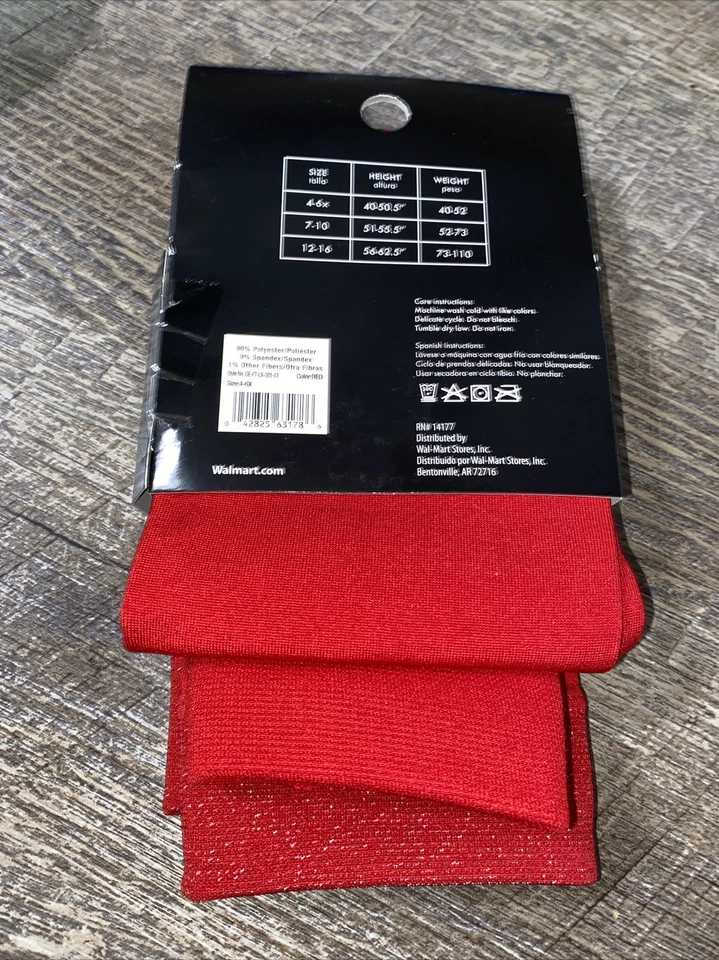 Girls George Sz 4-6x Fleece Lined Footless Tights Red Shimmer - Image 4 of 4