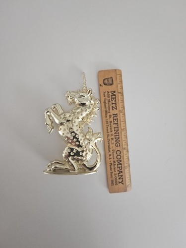 Vintage Torino 1980s Yellow Metal Unicorn Earring Jewelry Holder Tree Display - 第 8/11 張圖片
