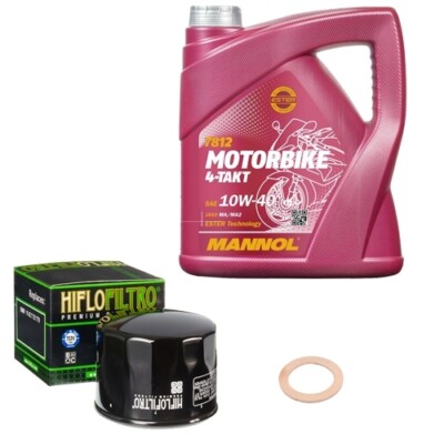HiFlo Ölfilter Set MN 10W40 4L für BMW K 1200 R 5,5 Zoll Felge K12R/K43 Bj.2006