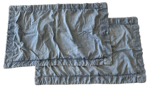 King Denim Pillow Sham Pair Thomas O'Brien Reversible Blue Tweed