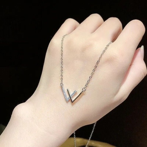 1,30 Karat runder Schnitt Labor erstellt Diamant Damen "W" Anhänger 14K weiß vergoldet - Bild 4 von 7