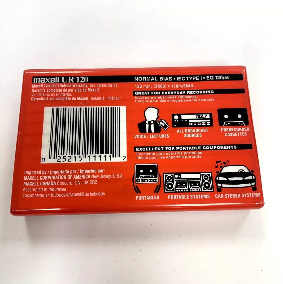 New MAXWELL Audio Cassette Tape Normal Bias UR 120 Minutes