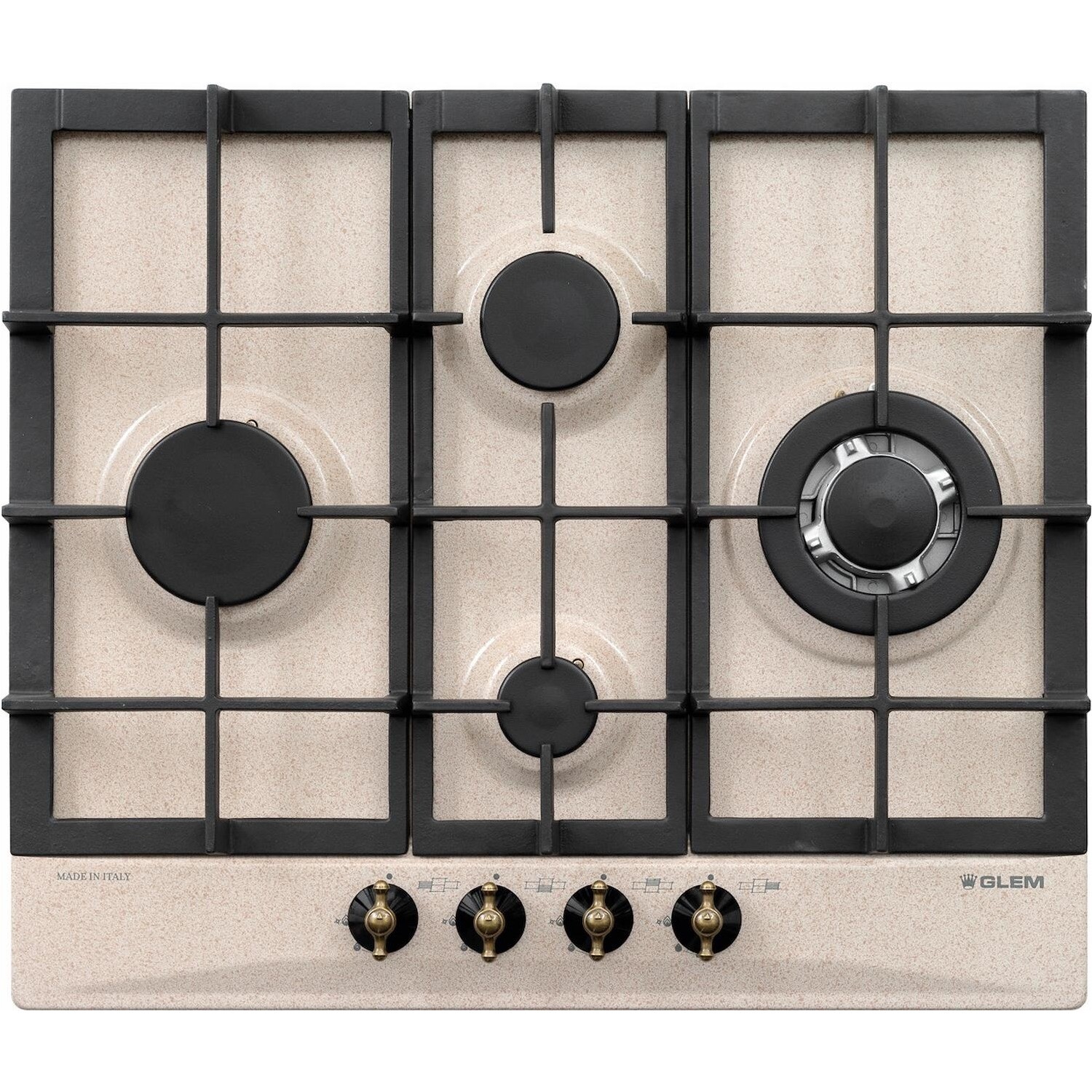 Piano cottura Glem Gas GT645HSA griglie in ghisa  sabbia