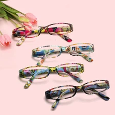 Kerecsen 4 Pairs Women Reading Glasses Classic Printing Square Readers