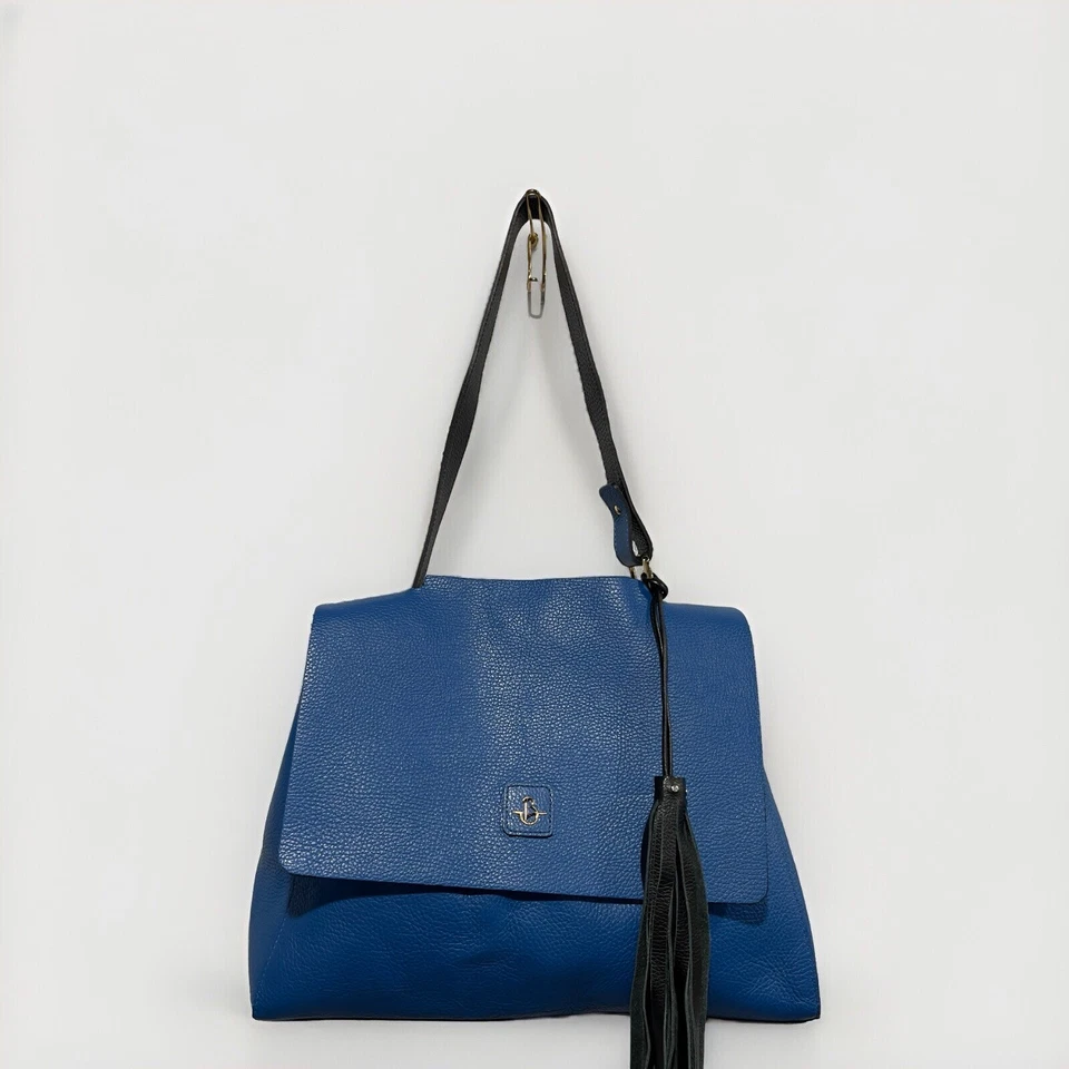 Bolso de mano de cuero de becerro Carbotti azul Miro hecho en Italia Foto 3 de 4