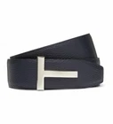 Tom Ford Signature T Buckle Reversible Grained Black Belt 100cm
