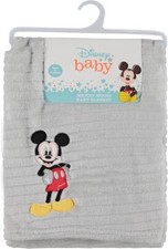 BLANKET PLUSH - DISNEY BOYS 243 - MICKEY MOUSE GREY - BABY TODDLER CRIB BED