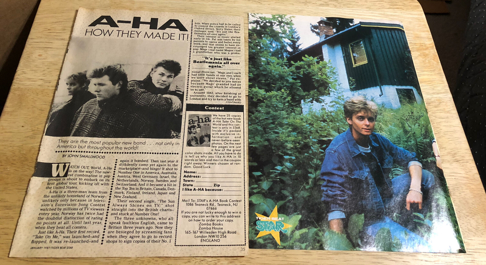 1987 A-HA - Vintage Teen Magazine 2-Page Article Clipping