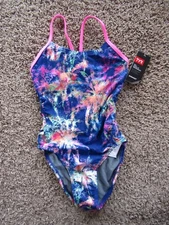 NWT TYR Zandi Cutout Fit Durafast One Blue Polyester Women's Swimsuit Size XXS