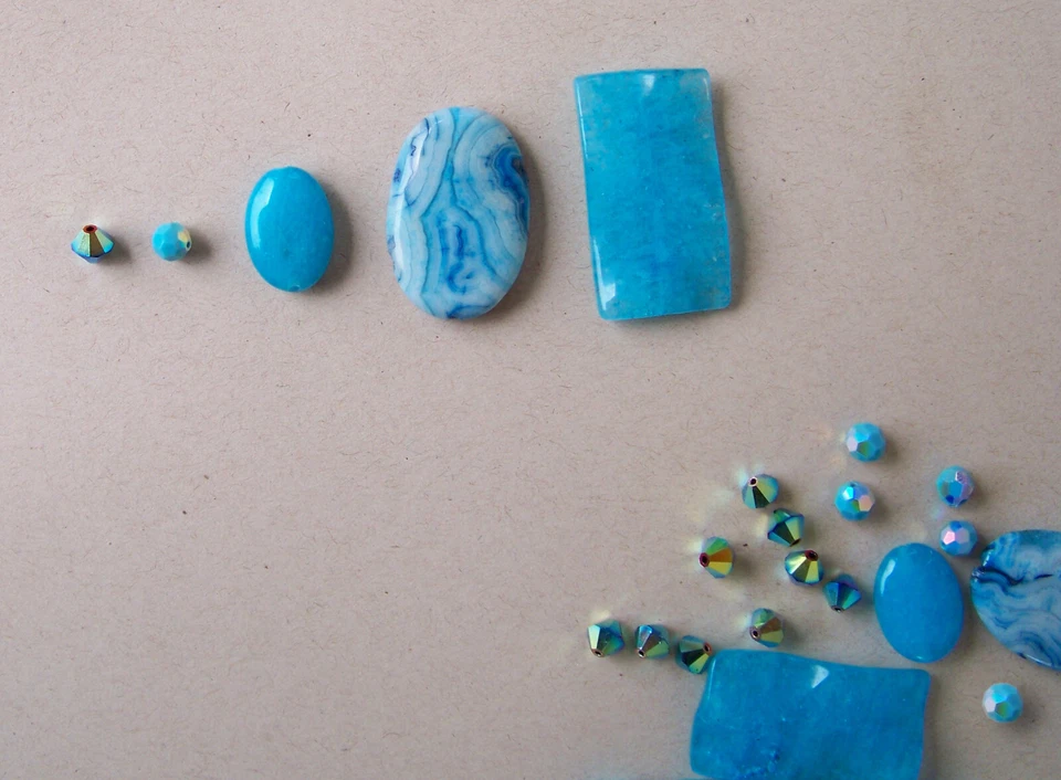 Swarovski Crystals and Stones Mix Assorted Turquoise Colors - Image 4 of 4