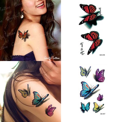 Download 2pcs Temporary Tattoo Colorful 3d Butterfly Waterproof Body Arm Leg Art Stickers Ebay