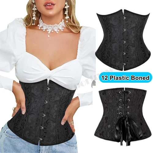 Bustier Corsé Top Mujeres Sobre Busto Con Cordones Cintura Deshuesada Entrenador Lencería Burlesca - Imagen 20 de 32