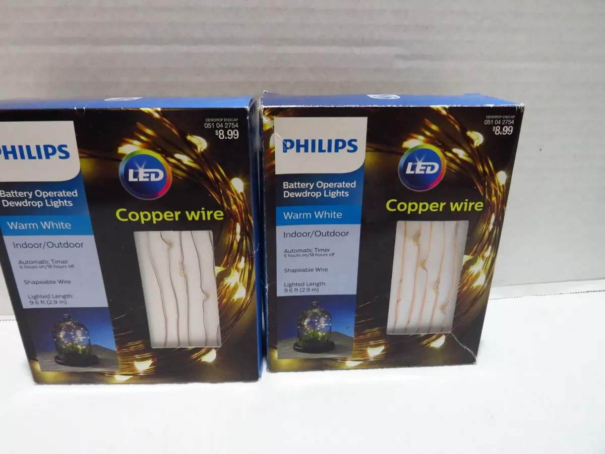 LED PHILIPS COPPER WIRE BATTERY OPERATED DEWDROP FAIRY LIGHTS W