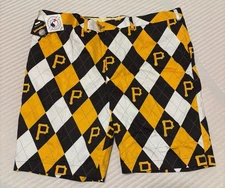 NEW Loudmouth Golf MLB Men’s Shorts Size 44 Argyle Print Pittsburgh Pirates NWT