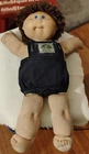 Cabbage Patch Kids Soft Cloth Play Doll Brown Curly Hair Denim Overalls Outfit