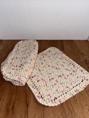 3 CROCHETED COTTON DISH CLOTHS/WASH CLOTHS 9  X 9  New - Neutral Colors