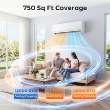 HOMCOM 12000 BTU Mini Split Air Conditioner, 22 SEER2 115V Ductless AC Unit