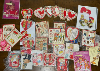 Large Lot of Vintage Valentine's Day Cards With Paper Dolls