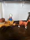 VTG Fisher Price Little People WESTERN TOWN LOT - Cowboy, Wagon, Horse 6 Pc