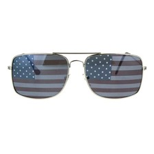 Mens American USA Flag Imprint Lens Rectangular Sunglasses
