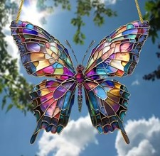 Beautiful Rainbow Butterfly Suncatcher Stained Glass Effect Window Decoration A3