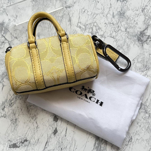 COACH Bag Charm Keychain Mini Pouch Yellow 6cm×11cm×5.5cm Item Gift From Japan - Picture 1 of 12