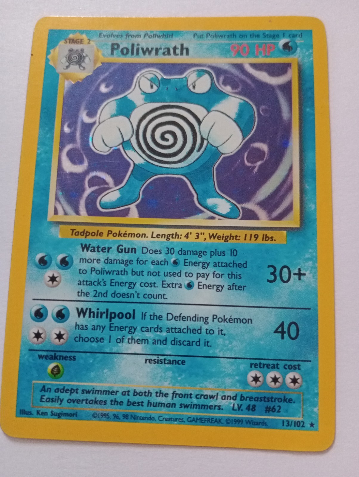 Pokemon Card Poliwrath 013/102 Base Set Holo