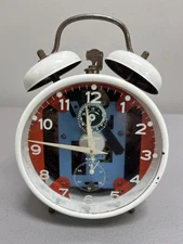 Vintage Jerger German "Twin Bell" Mechanical Skeleton Alarm Clock Working