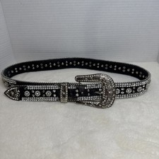 ME Western Womens Belt Leather Crystals Concho 44 Long