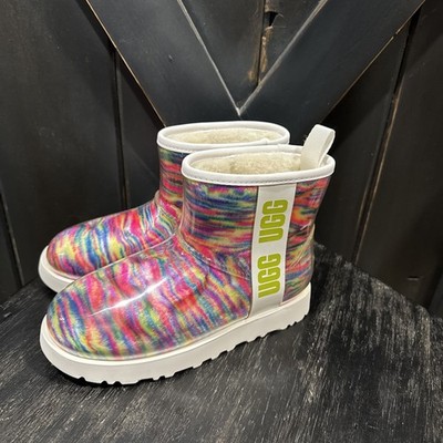 UGG Classic Clear Tie Dye Mini Pixelate Booties Boots Women s Size 6 - NWOB