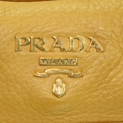 Authentic Prada 2-Way Shoulder Bag for Women, Yellow, Logo, Genuine Leather AUTH thumbnail 18
