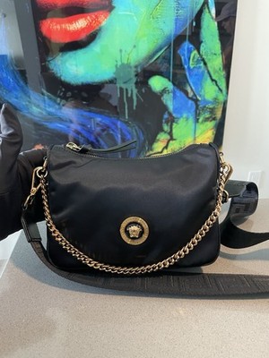 Versace Hobo Bag Fabric Calf Enamel $1200 Retail Authentic Hot Deal