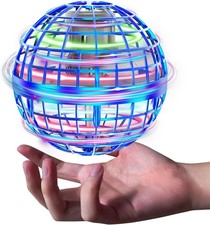 Tikduck Flying Ball Toy, Hovering Boomerang Spinner, Blue with RGB Lights