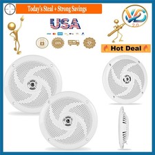 Waterproof 6.5-Inch Marine Speakers 400W Peak 80W RMS Stereo White