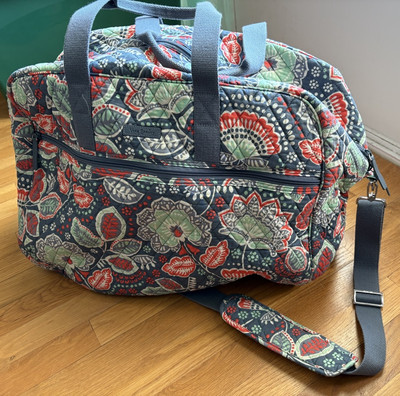 Large Vera Bradley Weekender Duffle Bag Expandable Sea Green