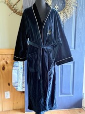 Vtg Christian Dior Bath Robe Mens One Size Blue Crushed Velvet