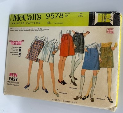 McCalls Misses Skirt Sewing Pattern 9578 Waist Size 24 Uncut 1960s Vintage Style