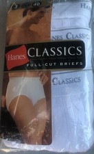 Vintage Hanes Classics Size 40 Full-Cut White Briefs 3 Pack 100 Cotton NOS
