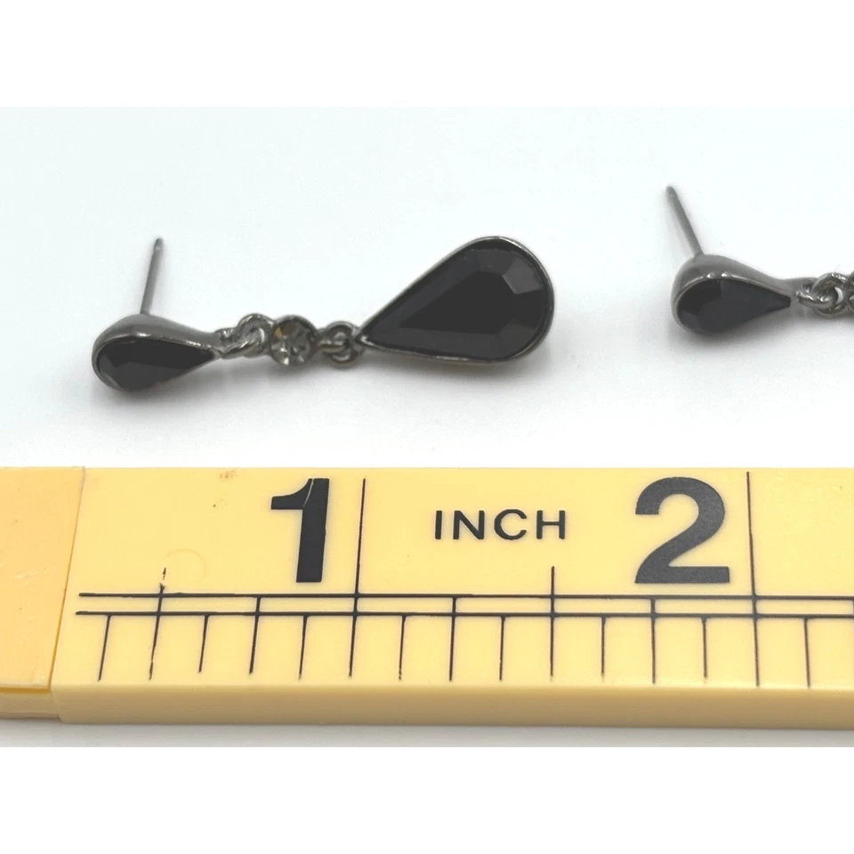 Pendientes colgantes Givenchy vintage nuevos con etiquetas piedra negra postes de acero joyería Navidad Foto 3 de 4