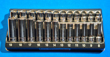 Snap-on 224SFFSM 3/8 METRIC 24pc Socket Set 8mm-19mm  Deep & Std in plastic tray