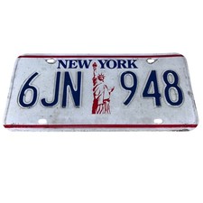 Vintage New York License Plate 6JN 948 Statue of Liberty 12x6in Authentic Used