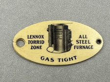 1920s LENNOX Furnace Celluloid Key Tag Chain MARSHALLTOWN IOWA Advertising Antqu