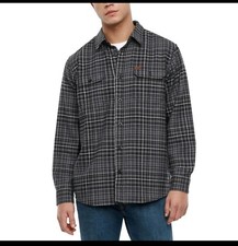 Mens Orvis Heavyweight Flannel Button Up Shirt Size M Grey NWT Long Sleeve Plaid