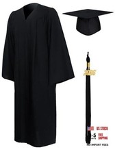 Matte Graduation Gown Cap Tassel Set 2026 for High School and Bachelor 51 Black