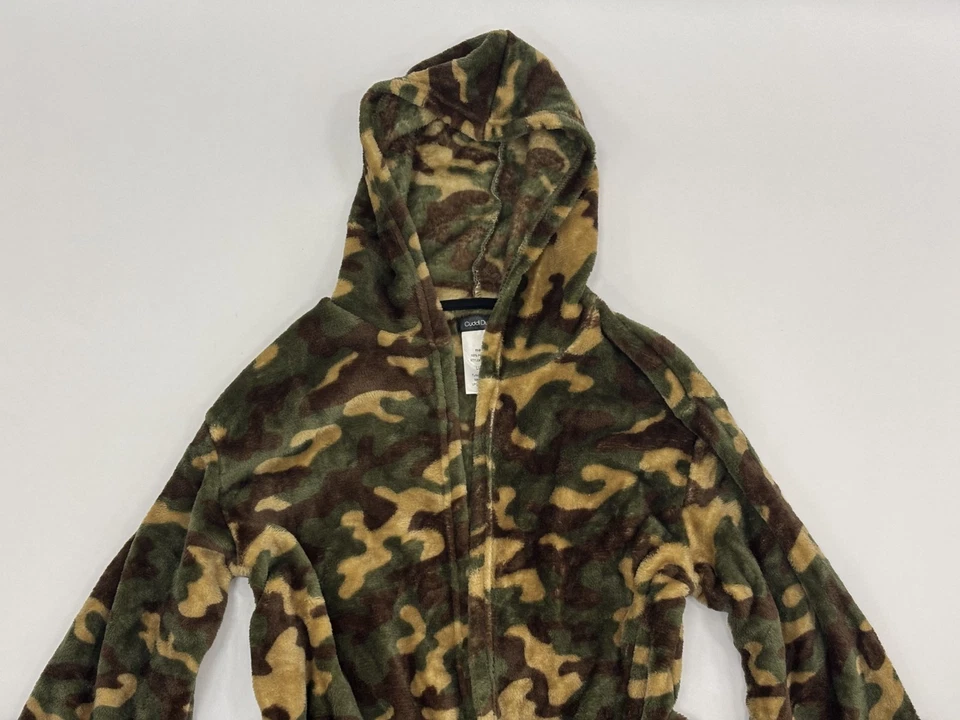 Cuddl Duds Peluche Con Capucha Niños Ropa de Dormir Bata Verde Camuflaje Cinturón Felpa L 12/14 Nuevo con Etiquetas Foto 4 de 4