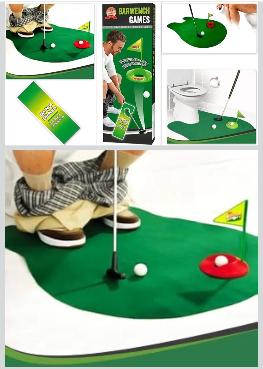 Toilet Golf Game Set Practice Mini Golf in Restroom Bathroom Funny Gag Gifts